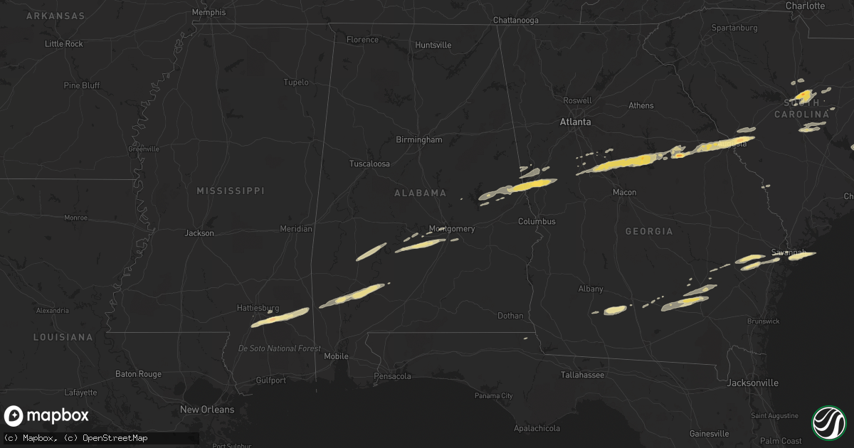 Hail map in Alabama on February 24, 2012
