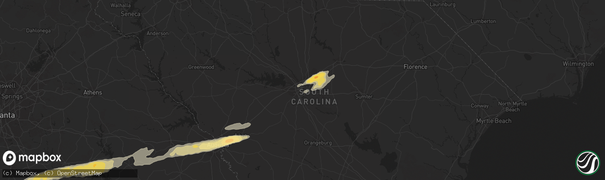 Hail map in Columbia, SC on February 24, 2012