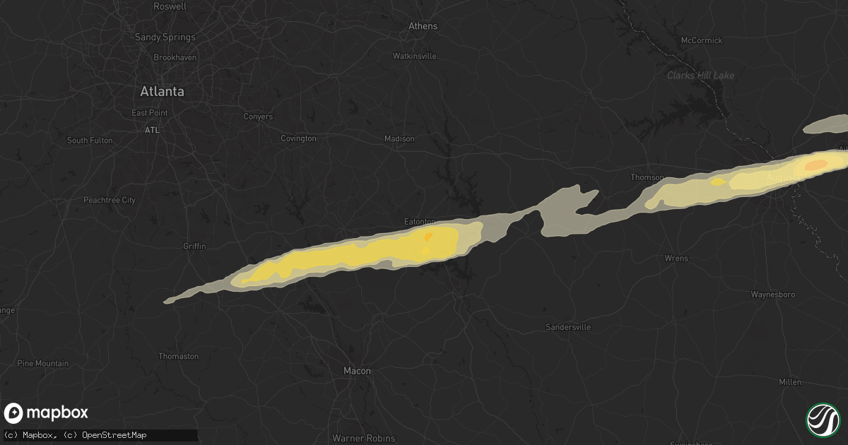 Hail map in Eatonton, GA on February 24, 2012