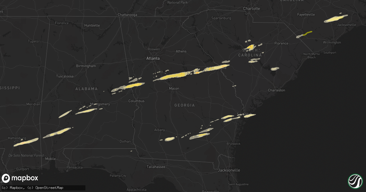 Hail map in Georgia on February 24, 2012