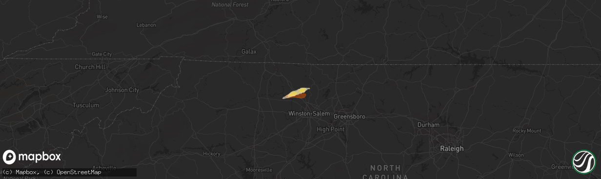 Hail map in King, NC on February 24, 2012