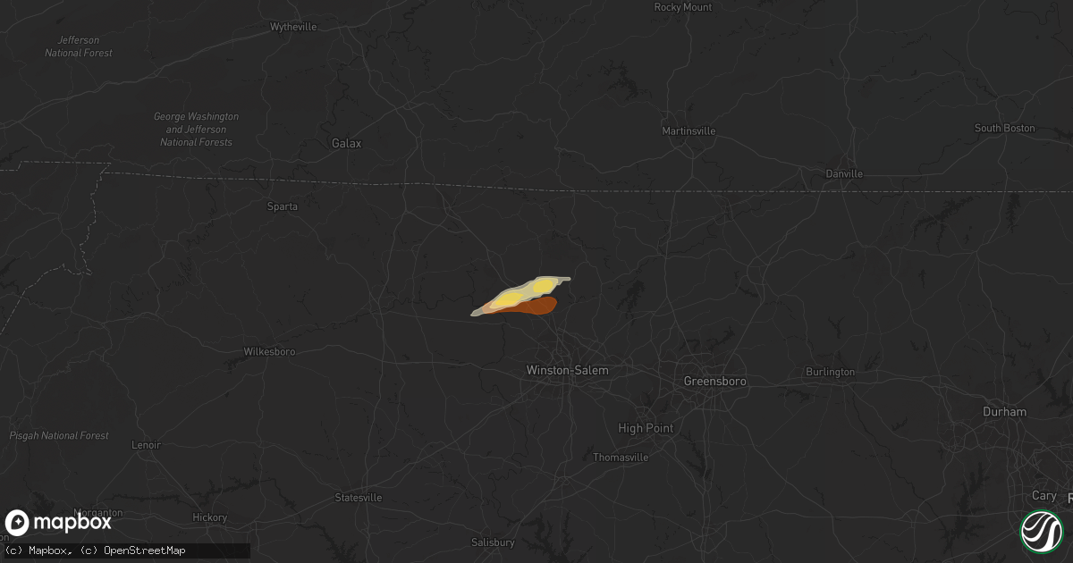 Hail map in King, NC on February 24, 2012