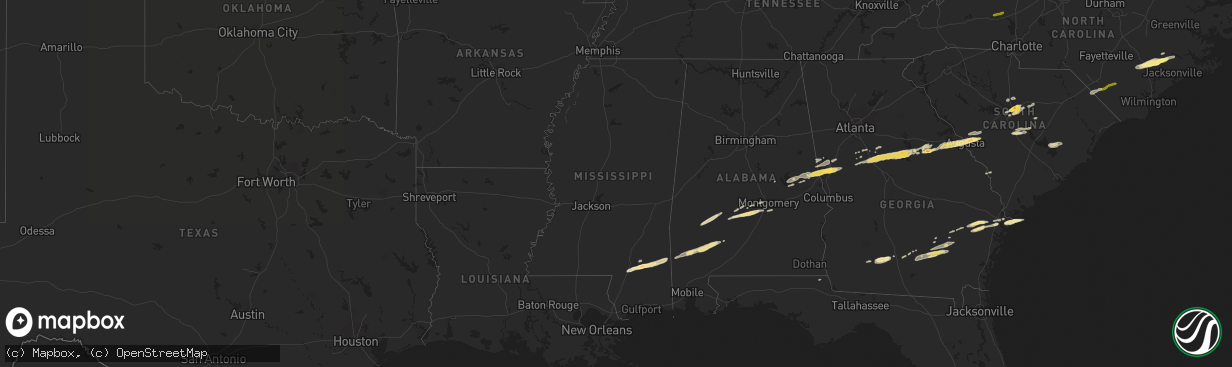 Hail map in Mississippi on February 24, 2012