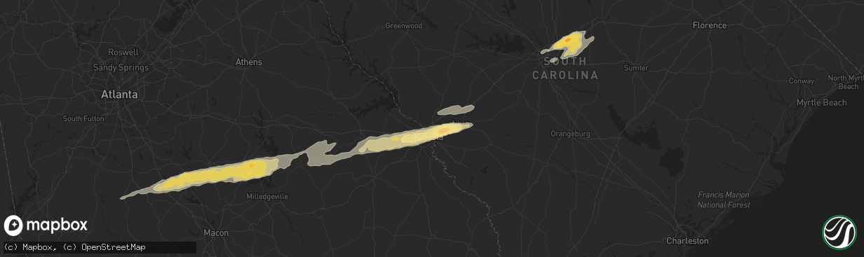 Hail map in North Augusta, SC on February 24, 2012