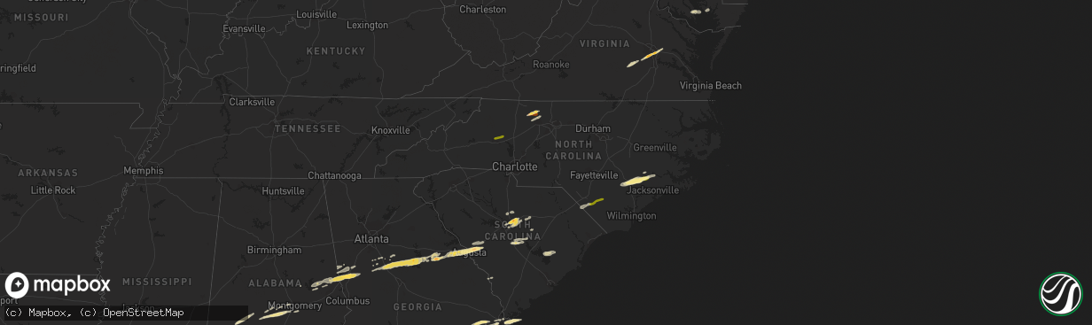 Hail map in North Carolina on February 24, 2012