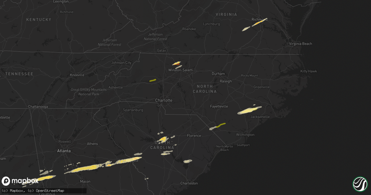 Hail map in North Carolina on February 24, 2012