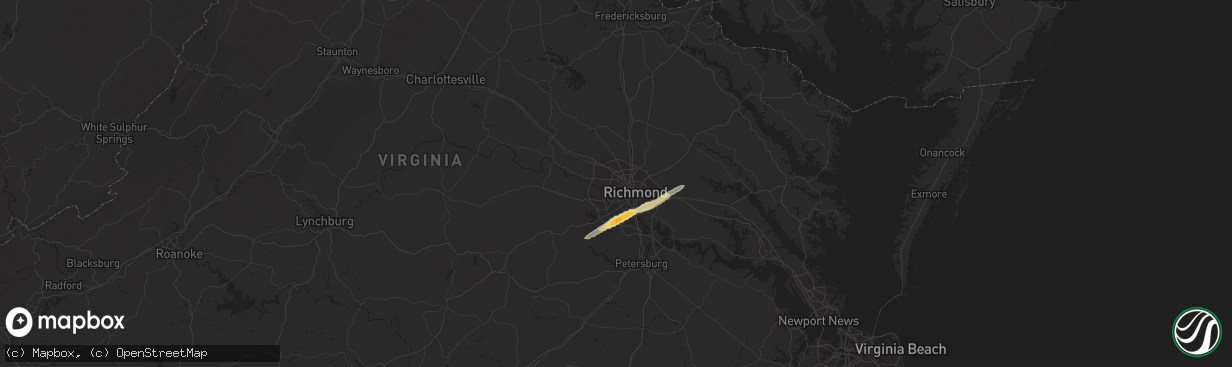 Hail map in Richmond, VA on February 24, 2012