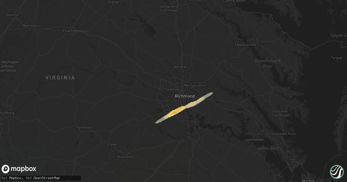 Hail map in Richmond, VA on February 24, 2012