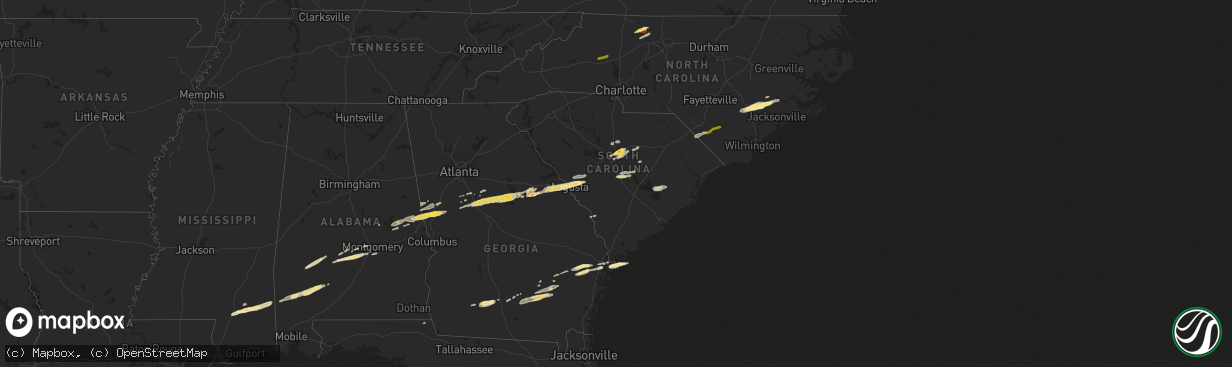 Hail map in South Carolina on February 24, 2012