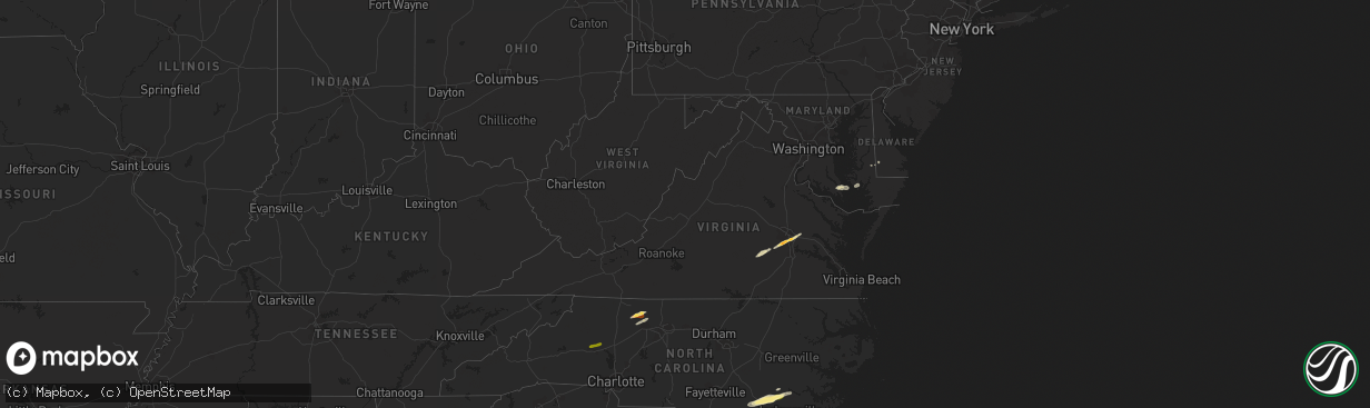 Hail map in Virginia on February 24, 2012