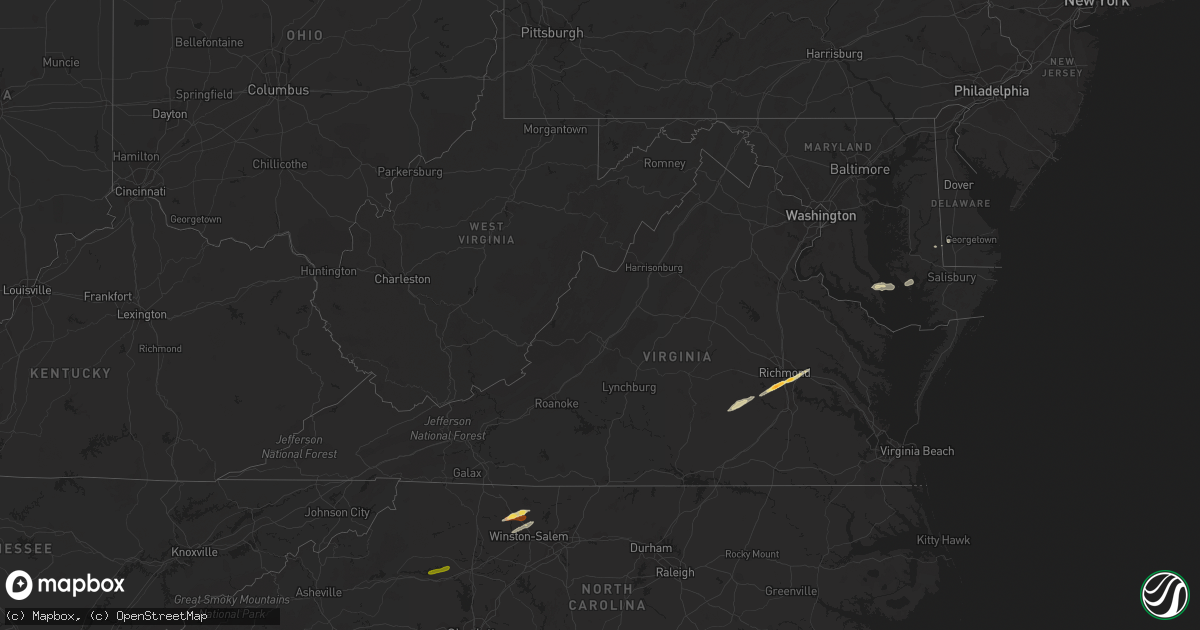 Hail map in Virginia on February 24, 2012