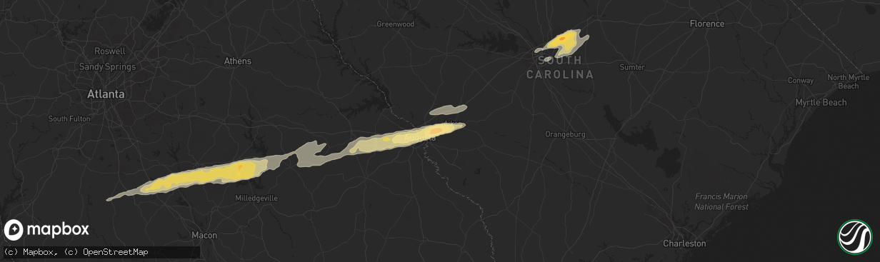 Hail map in Warrenville, SC on February 24, 2012