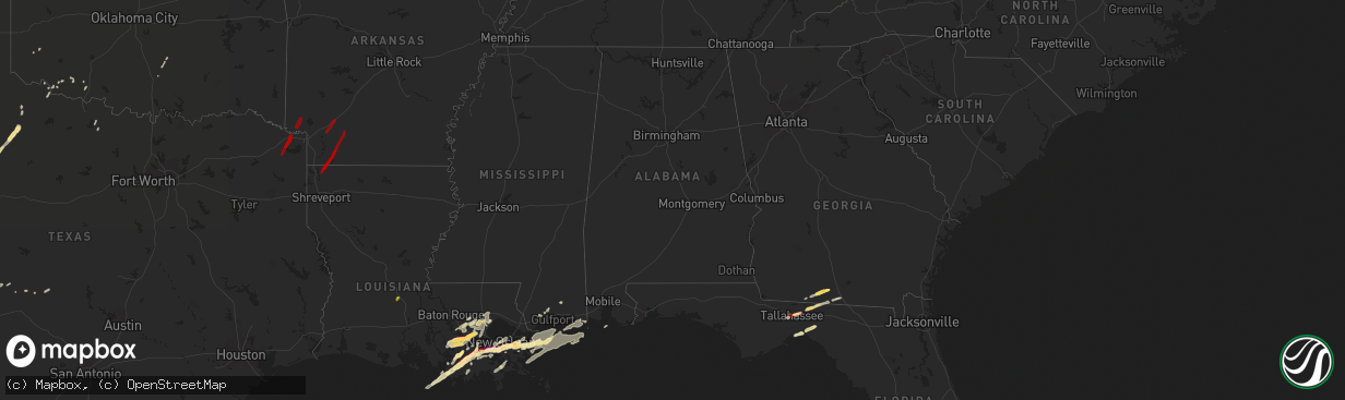 Hail map in Alabama on February 24, 2013