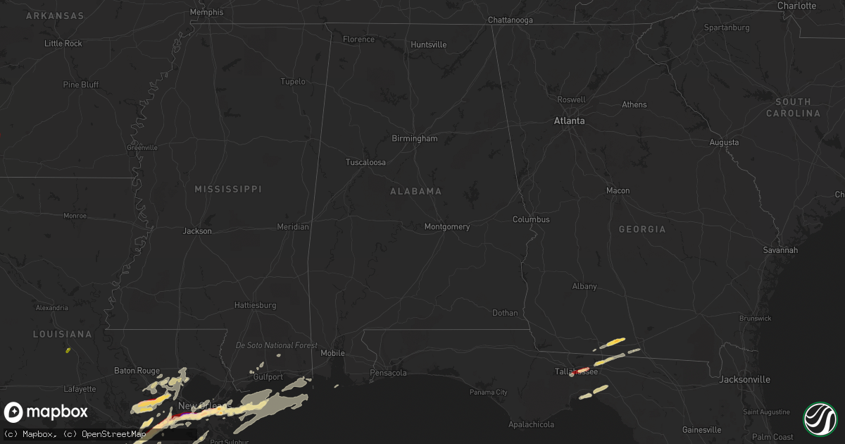 Hail map in Alabama on February 24, 2013