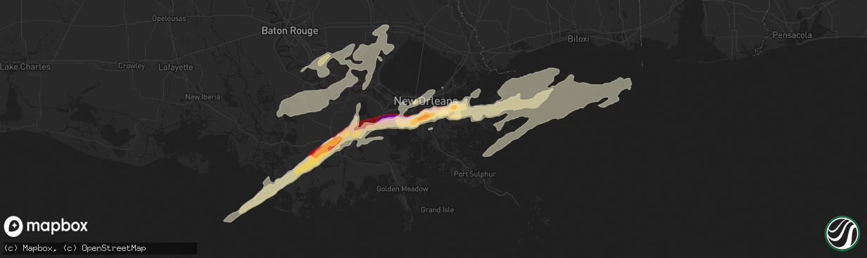 Hail map in Belle Chasse, LA on February 24, 2013