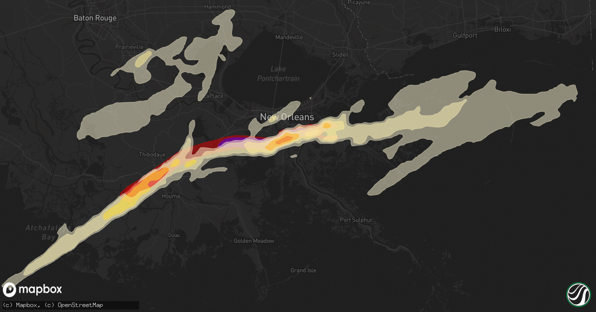 Hail map in Belle Chasse, LA on February 24, 2013