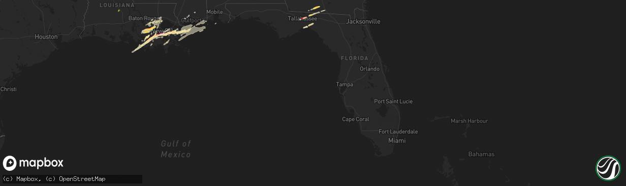 Hail map in Florida on February 24, 2013