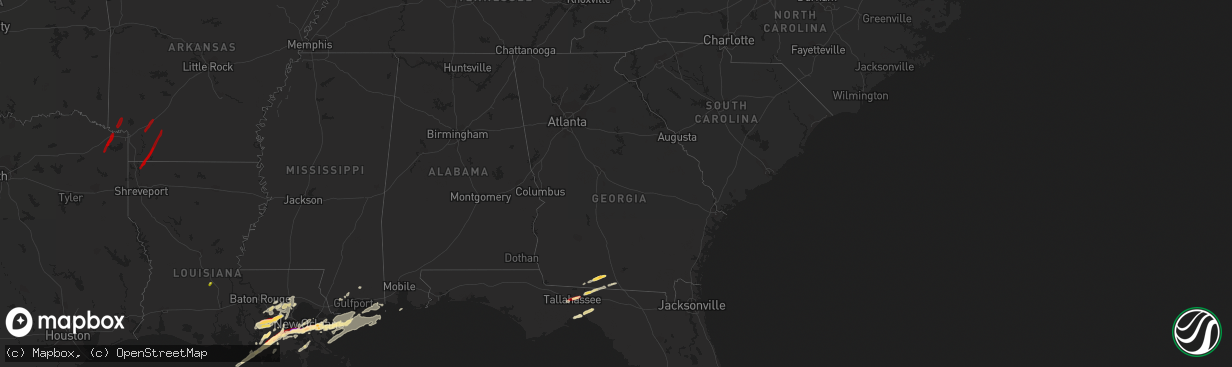 Hail map in Georgia on February 24, 2013