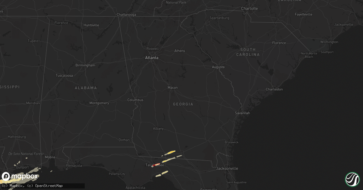 Hail map in Georgia on February 24, 2013