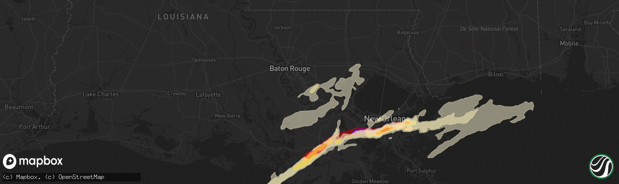 Hail map in Gonzales, LA on February 24, 2013