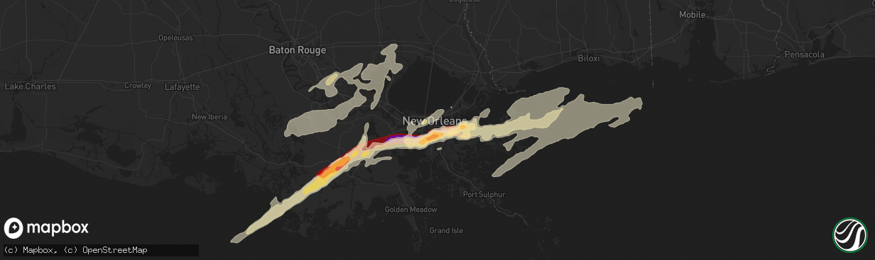 Hail map in Gretna, LA on February 24, 2013