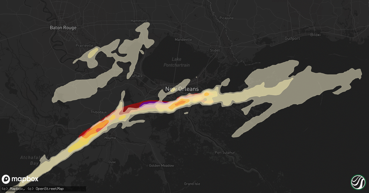 Hail map in Gretna, LA on February 24, 2013