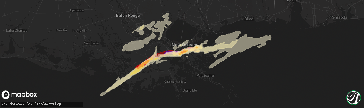 Hail map in Marrero, LA on February 24, 2013