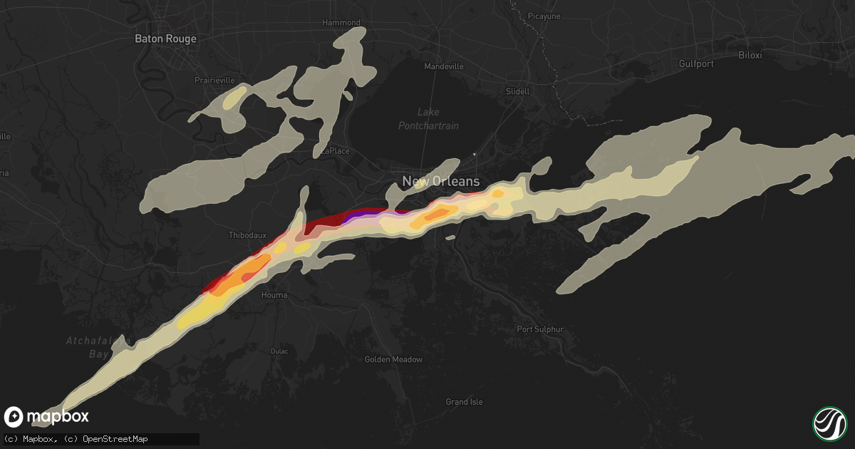 Hail map in Marrero, LA on February 24, 2013