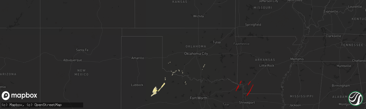 Hail map in Oklahoma on February 24, 2013