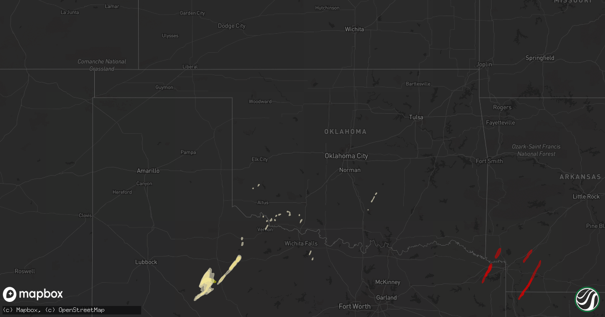 Hail map in Oklahoma on February 24, 2013