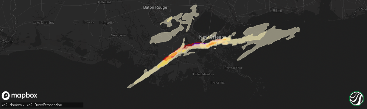 Hail map in Raceland, LA on February 24, 2013