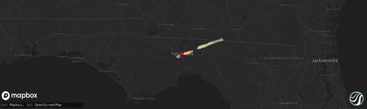 Hail map in Tallahassee, FL on February 24, 2013