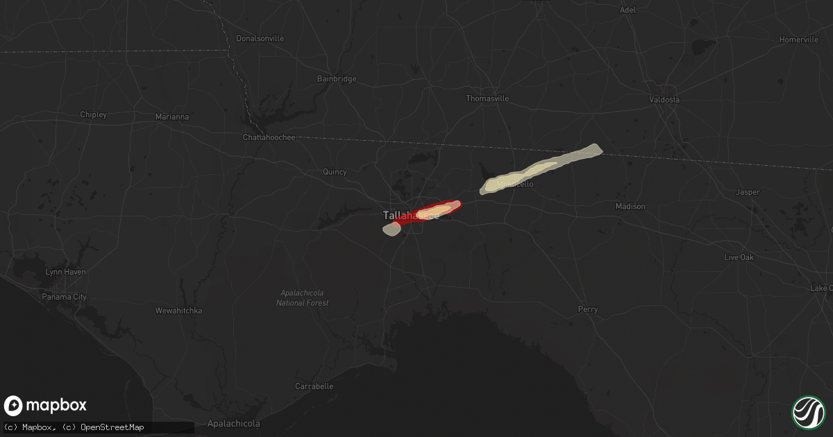 Hail map in Tallahassee, FL on February 24, 2013
