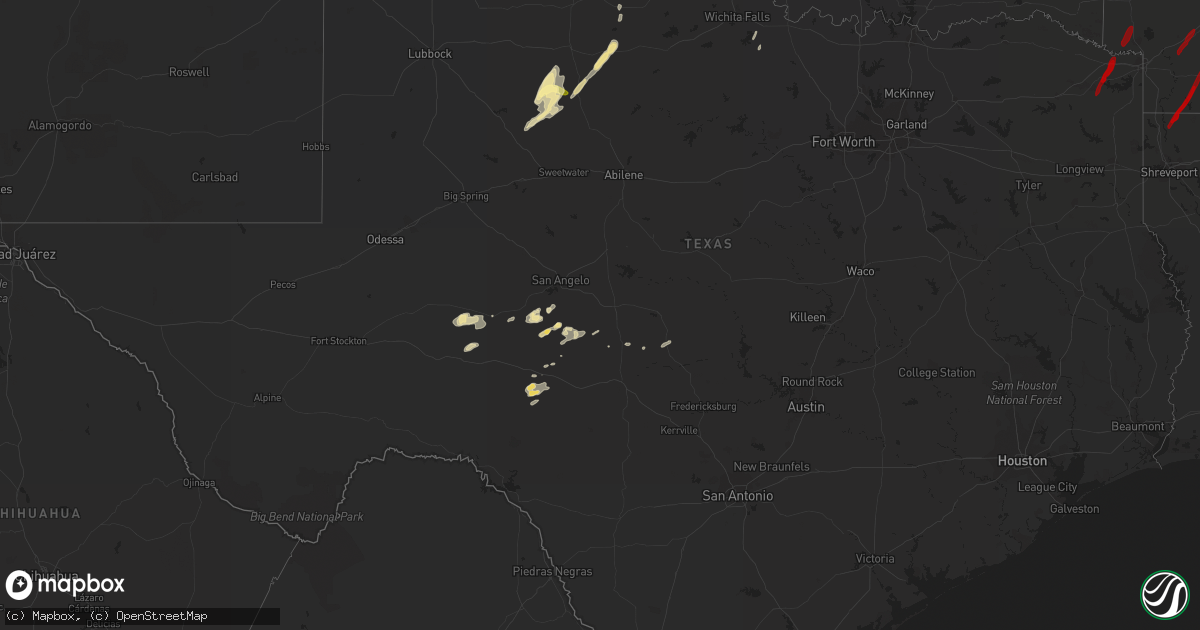 Hail map in Texas on February 24, 2013