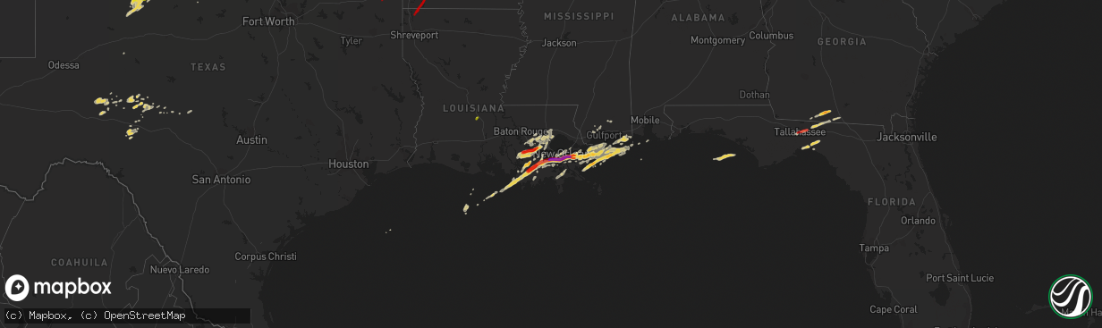 Hail map on February 24, 2013