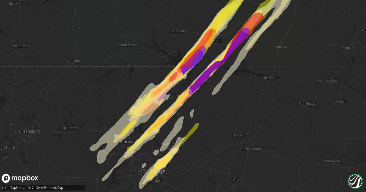 Hail map in Henderson, NC on February 24, 2016