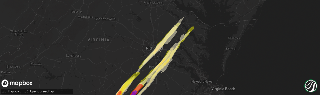 Hail map in Henrico, VA on February 24, 2016