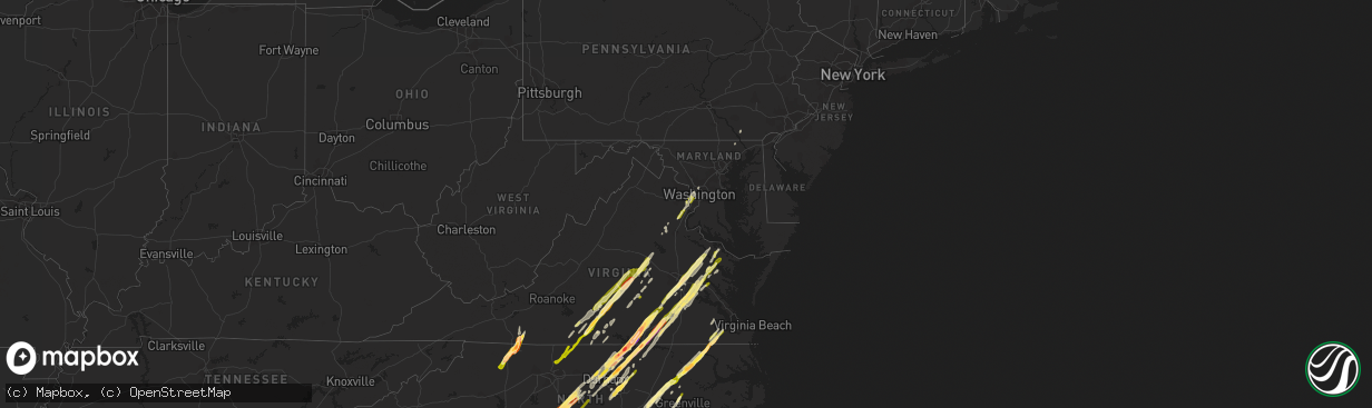 Hail map in Maryland on February 24, 2016