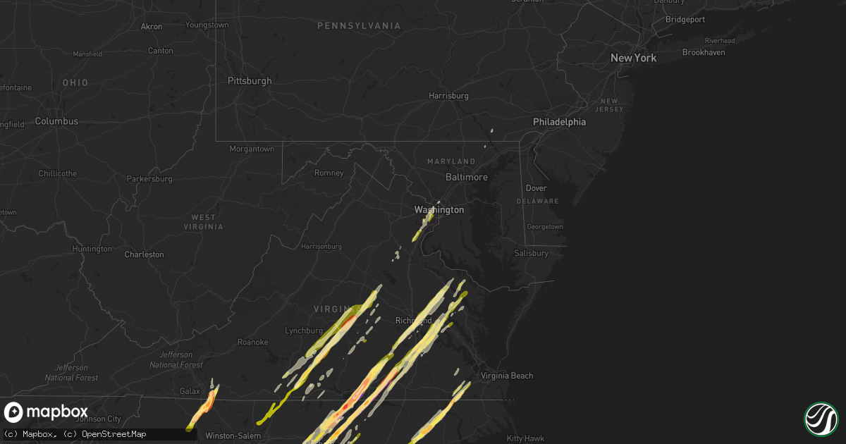 Hail map in Maryland on February 24, 2016