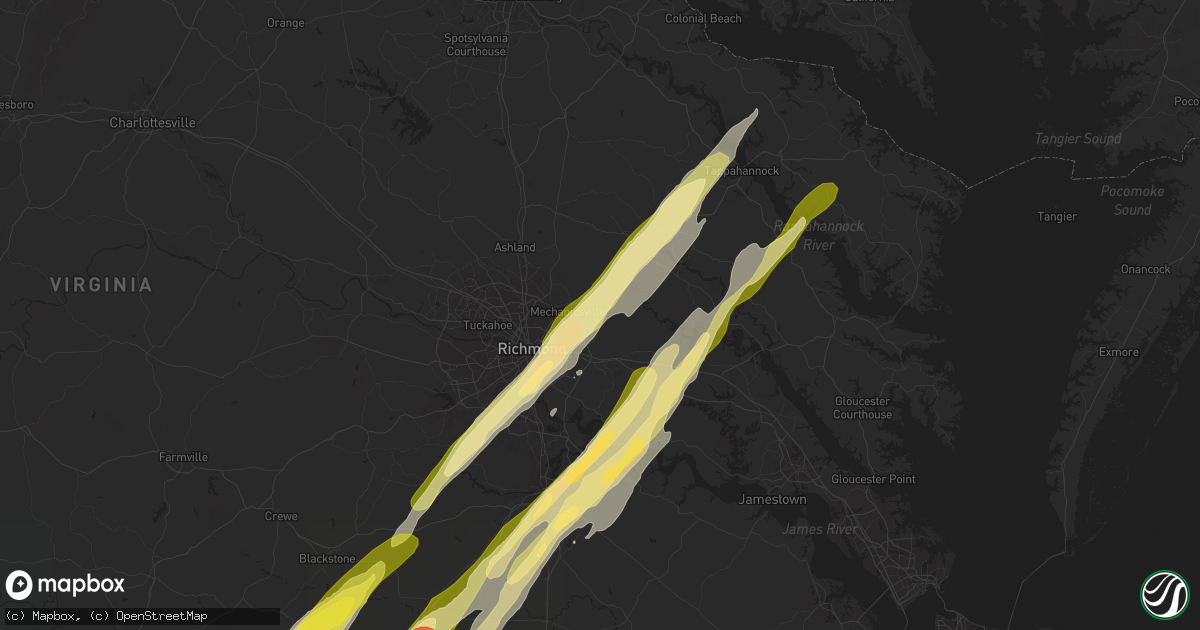 Hail map in Mechanicsville, VA on February 24, 2016
