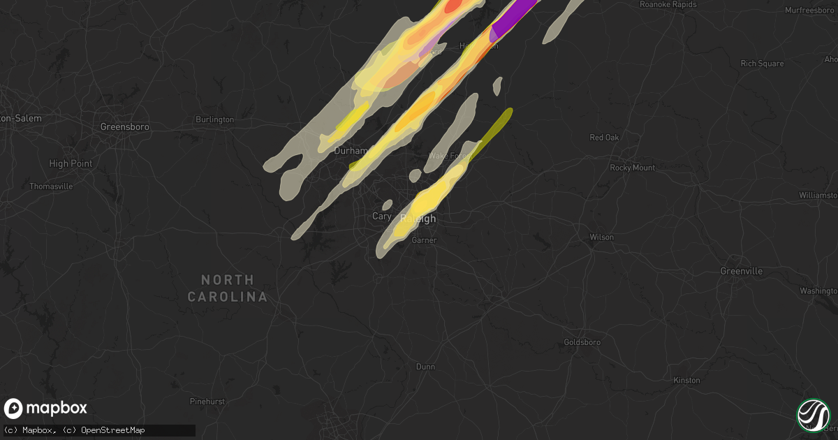Hail map in Raleigh, NC on February 24, 2016