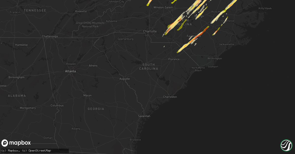 Hail map in South Carolina on February 24, 2016