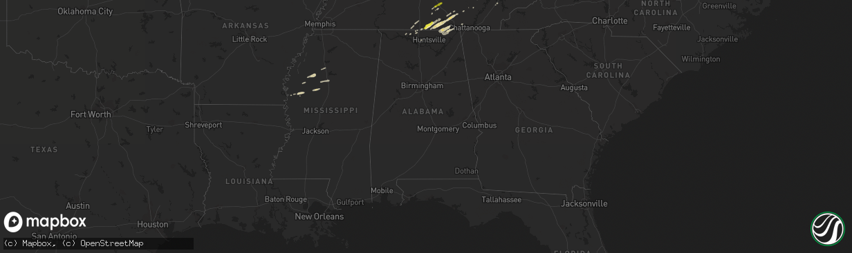 Hail map in Alabama on February 24, 2017