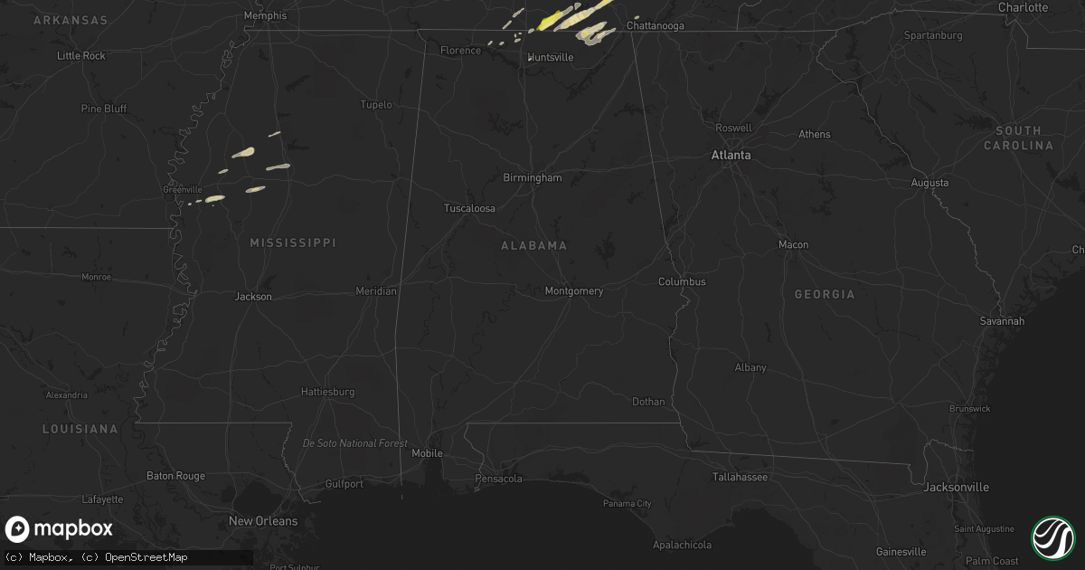 Hail map in Alabama on February 24, 2017