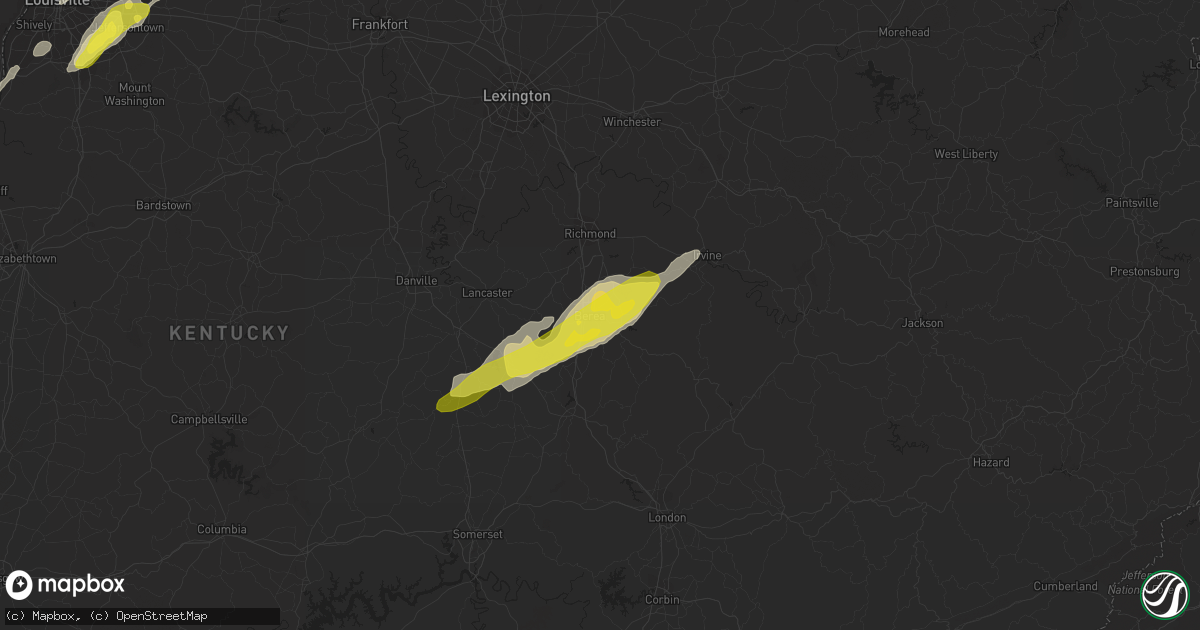 Hail map in Berea, KY on February 24, 2017