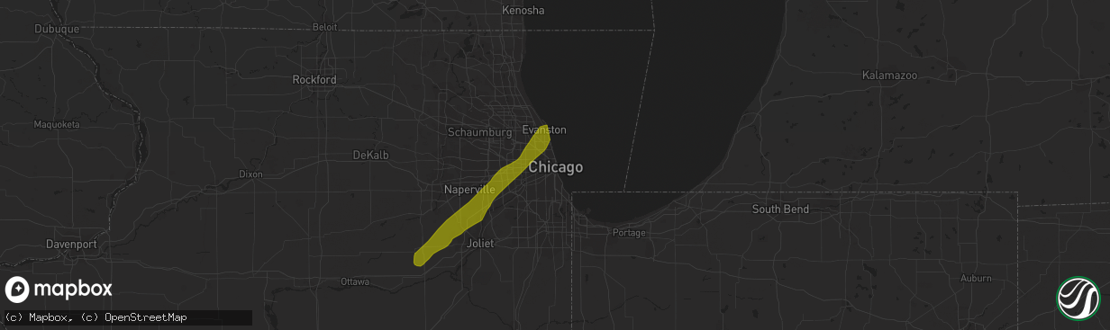 Hail map in Chicago, IL on February 24, 2017