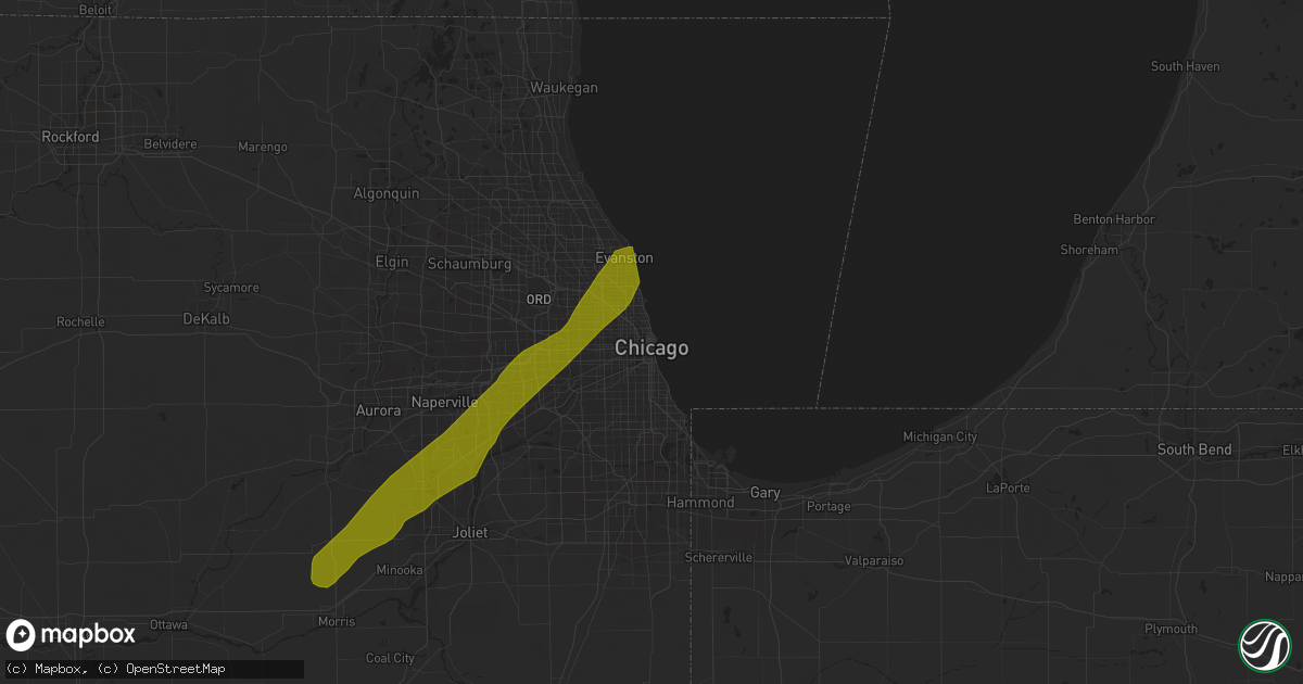 Hail map in Chicago, IL on February 24, 2017