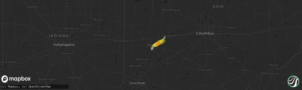 Hail map in Dayton, OH on February 24, 2017