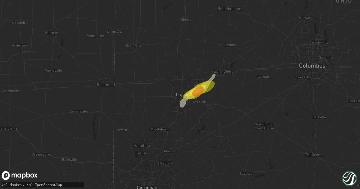 Hail map in Dayton, OH on February 24, 2017