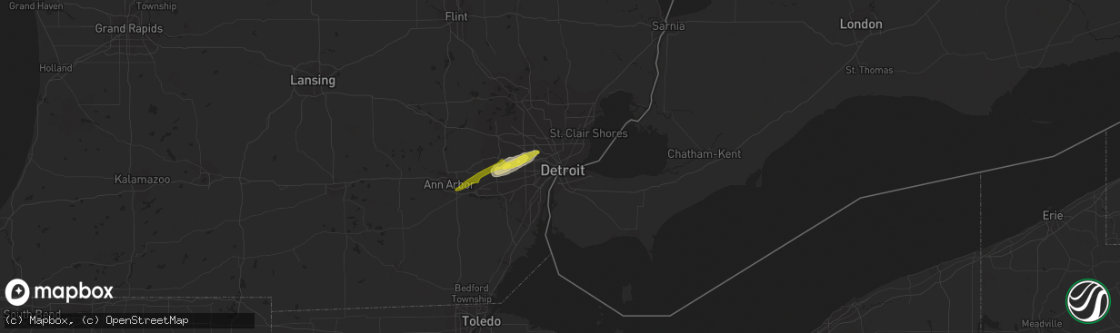 Hail map in Detroit, MI on February 24, 2017